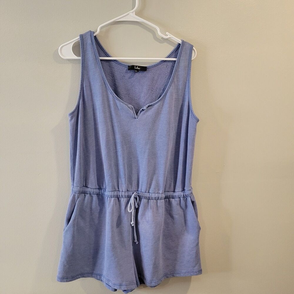 Lulus Purple Blue Romper Sleeveless Lounge Drawstring Medium